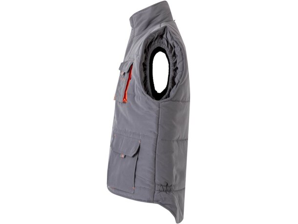 Chaleco acolchado bicolor multibolsillos unisex VL Nergal Gris/Naranja detalle 48