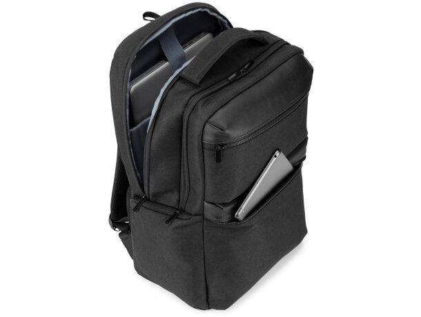 Mochila copenhagen de sarga reciclada resistente al agua Negro detalle 8
