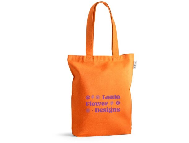 Bolsa algodón poliéster reciclado asas largas 220 g/m2 Hi!dea Naranja detalle 6