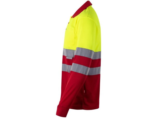 Polo bicolor alta visibilidad VL Vulcan manga larga Rojo/Amarillo detalle 40