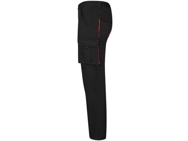 Pantalón elástico bicolor fides con seis bolsillos funcionales Negro/Rojo detalle 29