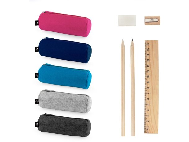 Estuche multiusos Nomad cilíndrico en fieltro reciclado rPET detalle 1