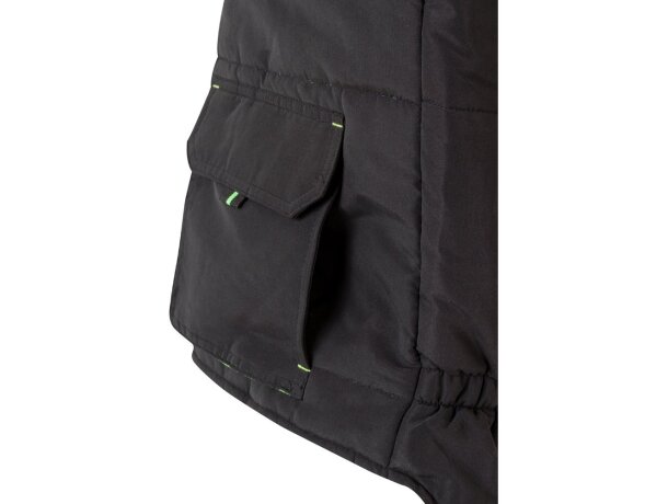 Chaleco acolchado bicolor multibolsillos unisex VL Nergal Negro/Verde detalle 16