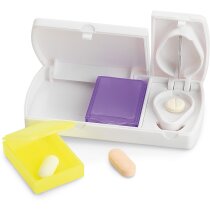 Pastillero cortador con secciones de colores grabado blanco Pastillero cortador con secciones de colores grabado blanco