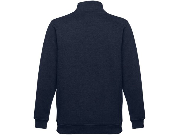 Sudadera Budapest unisex con cremallera y cinturilla canalé Azul marino detalle 12