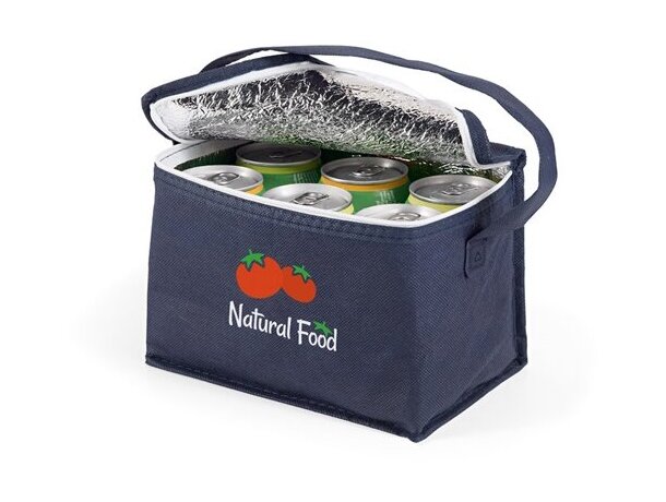 Bolsa nevera non woven para 6 latas azul