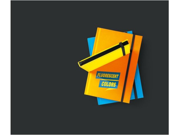 Libreta con banda elastica corporativa para A5 pu fluorescente Hi!dea Watters detalle 1