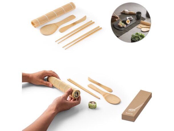 Set de hacer sushi con logotipo de bambú Hi!dea Morimoto detalle 1