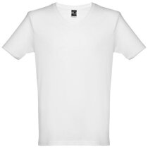 Camiseta blanca cuello V Athens con tu logo impreso