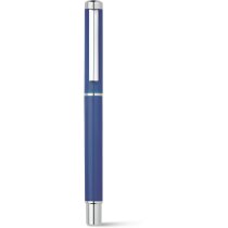 Bolígrafo con clip de metal y diseño recto azul