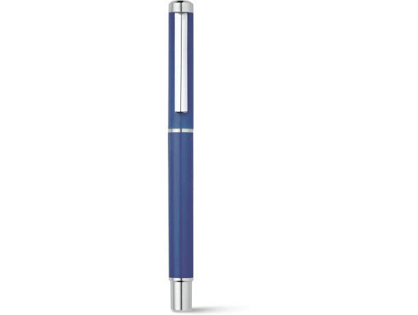 Bolígrafo con clip de metal y diseño recto azul