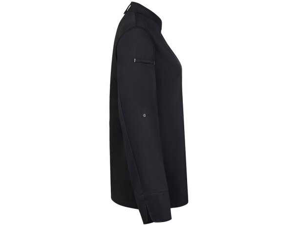 Chaqueta cocina mujer Thoth algodón y poliéster reciclado Negro detalle 7