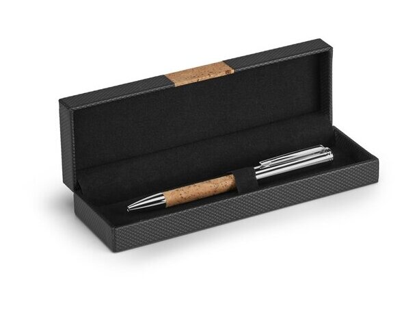 Bolígrafo Cork de corcho y metal con caja natural