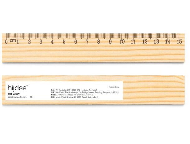Regla de madera de pino wesley 15 con escala de 15 cm detalle 1