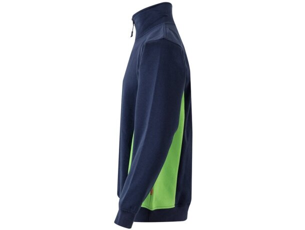 Sudadera de rizo bicolor Svarog cuello alto media cremallera Azul marino/Verde detalle 15