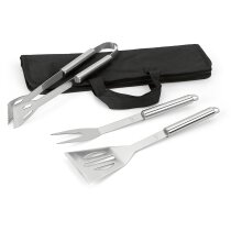 Set barbacoa Soares acero 3 piezas con funda