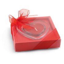 Vela Sweet con forma de corazón en soporte de cristal con logo Vela Sweet con forma de corazón en soporte de cristal con logo