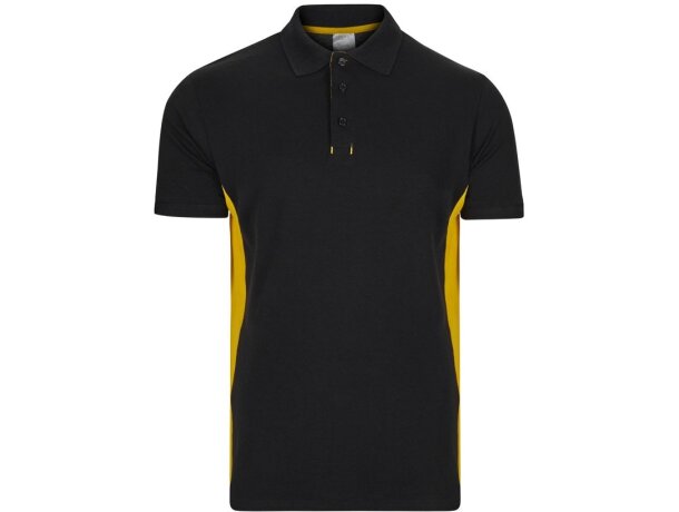 Polo piqué bicolor Supay manga corta con cuello en canalé Negro/Amarillo detalle 31