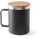 Taza lauda de acero inoxidable reciclado con tapa de bambú 420ml Negro detalle 6
