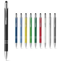 Bolígrafo con puntero táctil de aluminio de varios colores