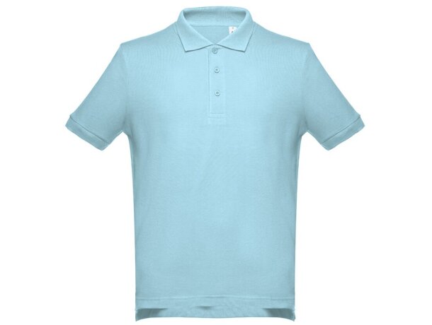 Polo Adam de algodón piqué cardado con cuello canalé Azul claro detalle 35