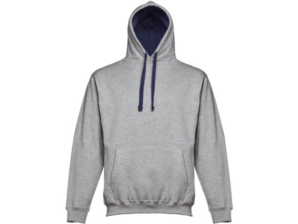 Sudadera Moscow unisex con capucha, bolsillo marsupial y cordones Gris claro matizado detalle 5