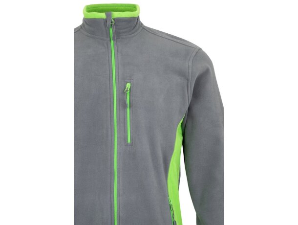 Chaqueta polar bicolor Geras con cinco bolsillos y cremallera Gris/Verde detalle 5