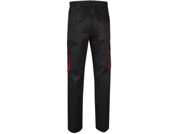 Pantalón de sarga multibolsillos bicolor VL Hypnos Negro/Rojo detalle 28