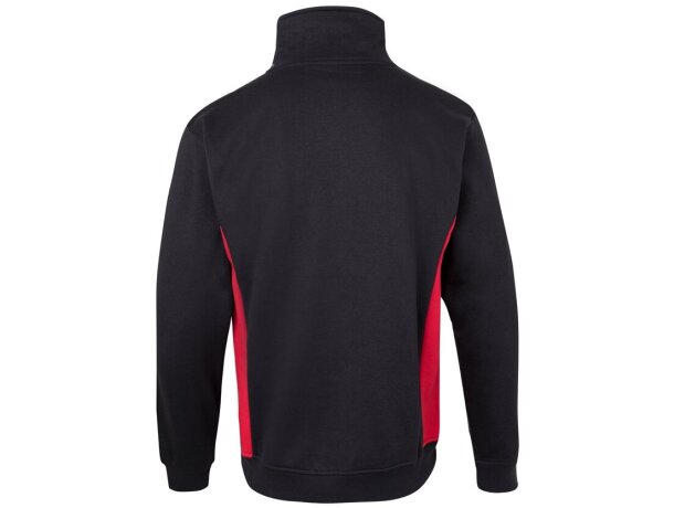 Sudadera de rizo bicolor Svarog cuello alto media cremallera Negro/Rojo detalle 17