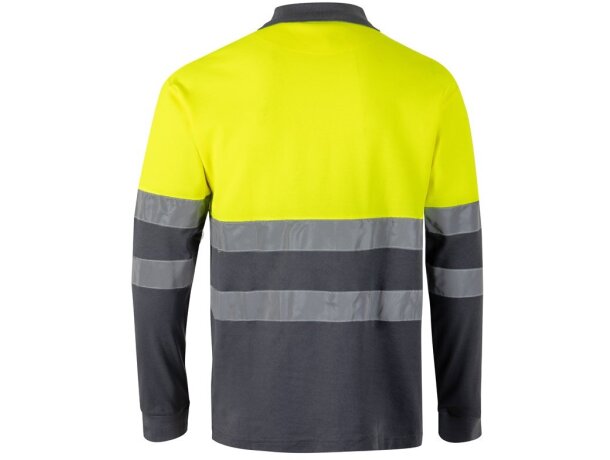 Polo pluto bicolor de manga larga con bandas reflectantes Gris/Amarillo detalle 14