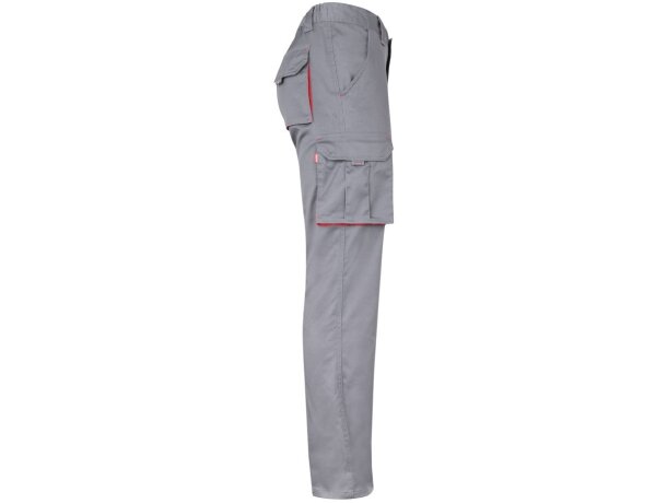 Pantalón elástico bicolor fides con seis bolsillos funcionales Gris/Rojo detalle 22