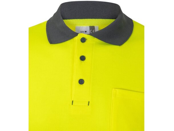 Polo pluto bicolor de manga larga con bandas reflectantes Gris/Amarillo detalle 17