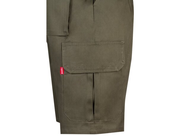 Bermudas Chione multibolsillos en sarga con cinturilla elástica Verde militar detalle 10