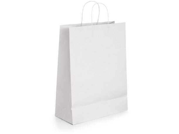Bolsa Cabazon de papel blanca con asa rizada 24x31x9 cm detalle 1