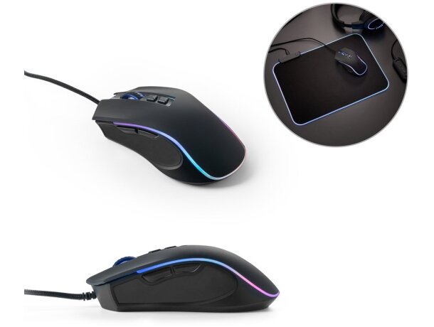 Ratón gaming Thorne RGB con cable y luces LED personalizables detalle 1
