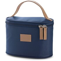 Neceser de microfibra y polipiel con asa personalizada azul Neceser de microfibra y polipiel con asa personalizada azul