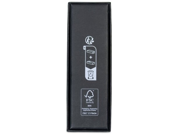 Set roller y bolígrafo Leah en aluminio reciclado con clip Negro detalle 5