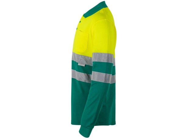 Polo pluto bicolor de manga larga con bandas reflectantes Verde/Amarillo detalle 9