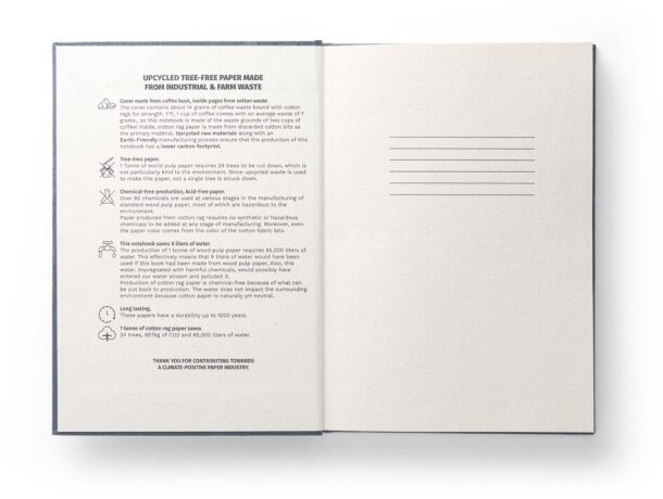 Libretas personalizadas cascarilla de cafe Hi!dea Coffeepad Rigid Azul detalle 10