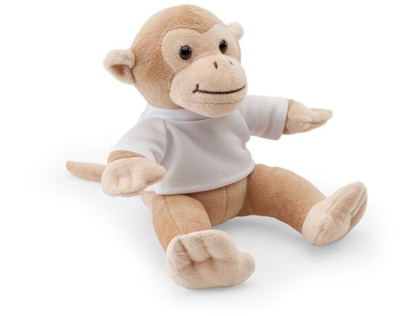 Peluche mono Monky con camiseta en poliéster suave Marrón claro detalle 4
