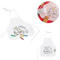 Mandil non woven blanco con dibujos y marcadores