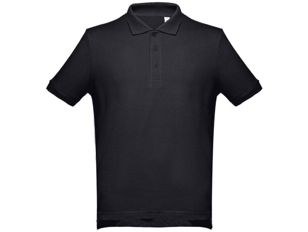 Polo Adam de algodón piqué cardado con cuello canalé Negro detalle 90