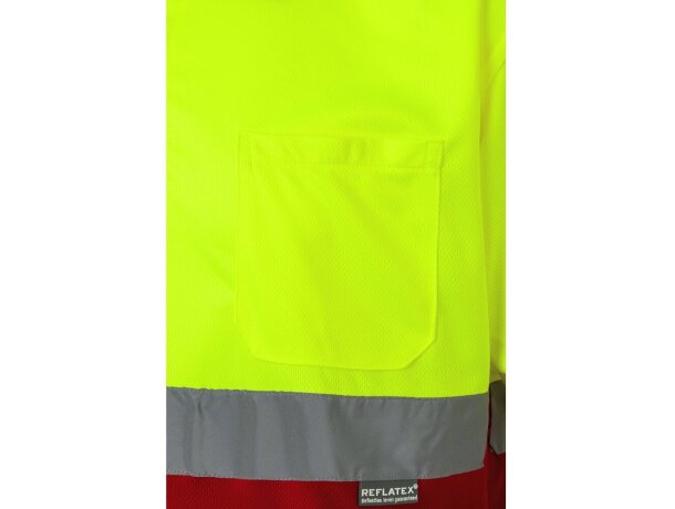 Polo bicolor alta visibilidad Cupid manga corta reflectante Rojo/Amarillo detalle 35