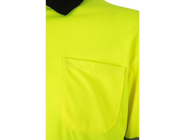Polo bicolor alta visibilidad VL Vulcan manga larga Negro/Amarillo detalle 55