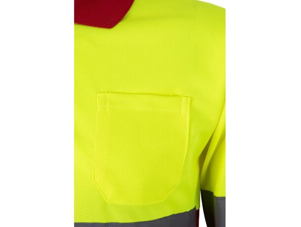 Polo bicolor alta visibilidad VL Vulcan manga larga Rojo/Amarillo detalle 43