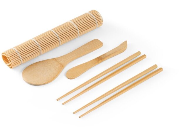 Set sushi Morimoto bambú natural con logo publicitaria completo Natural detalle 8