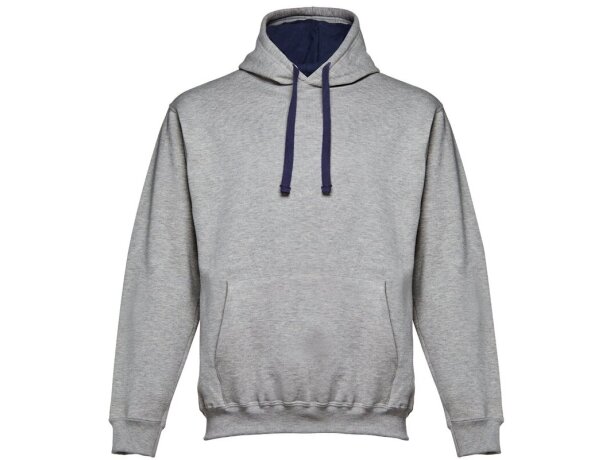 Sudadera Moscow unisex con capucha, bolsillo marsupial y cordones Gris claro matizado detalle 2