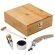 Set de vino con 4 accesorios en estuche de madera natural