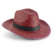 Sombrero de paja vaquero de colores personalizado burdeos