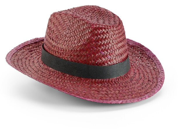 Sombrero de paja vaquero de colores personalizado burdeos Sombrero de paja vaquero de colores personalizado burdeos